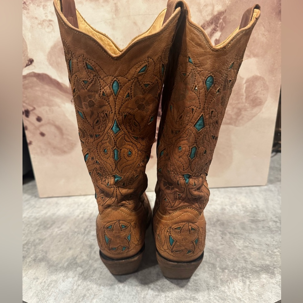 Corral Women's Size 7 M Brown Leather Inlay Western Cowboy Boots - Picture 5 of 8